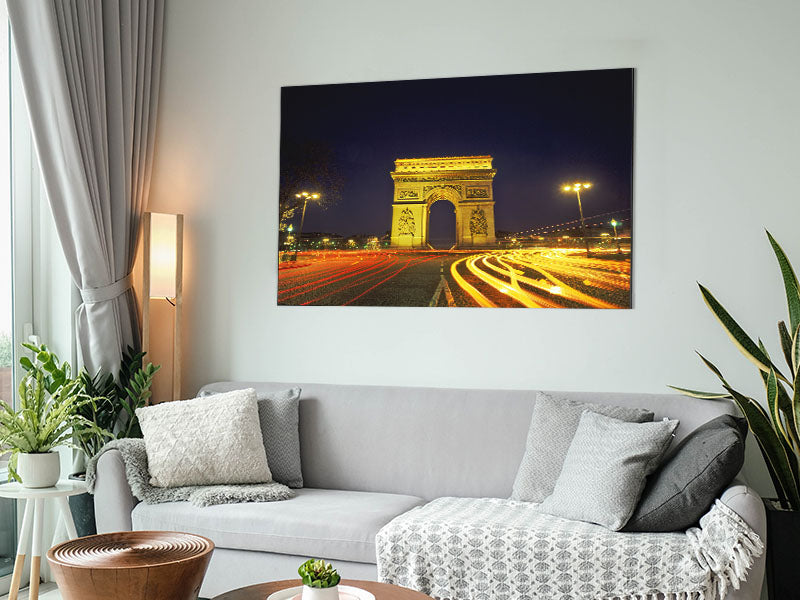 Arc De Triomphe 4 artwork printed on brushed aluminium dibond, showcasing vibrant colors and modern design.