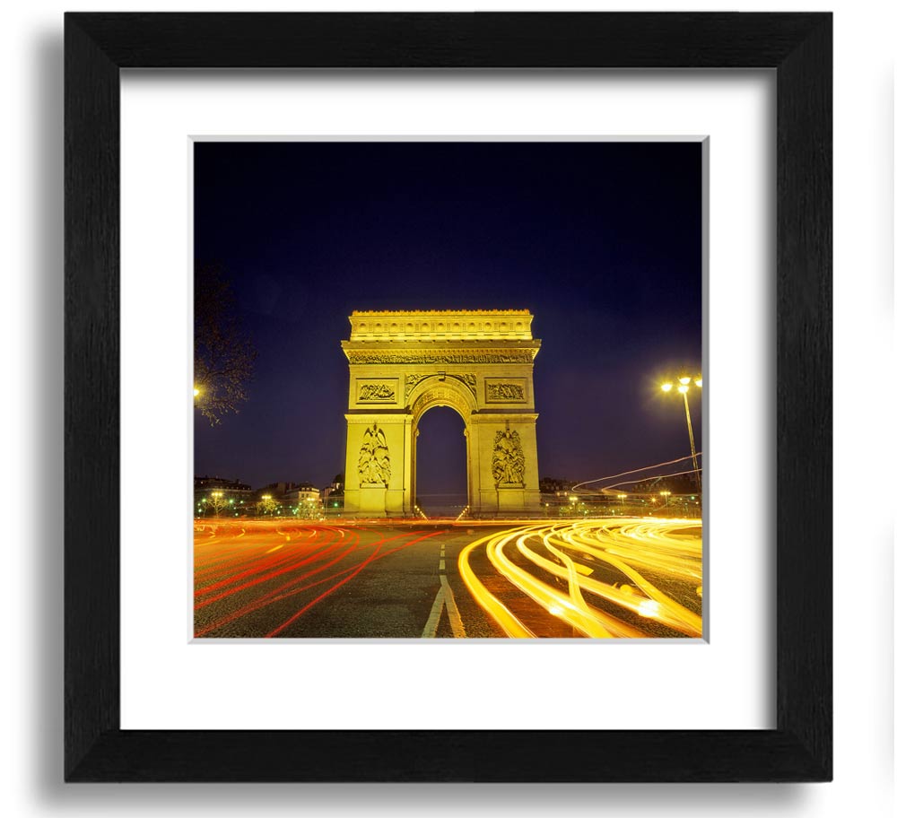 Arc De Triomphe 4 Square Framed Print showcasing the iconic monument in a stylish frame.