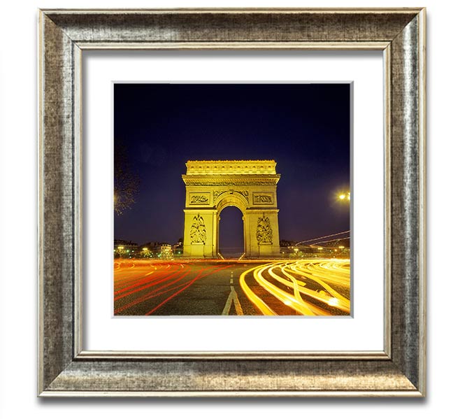 Arc De Triomphe 4 Square Framed Print showcasing the iconic monument in a stylish frame.