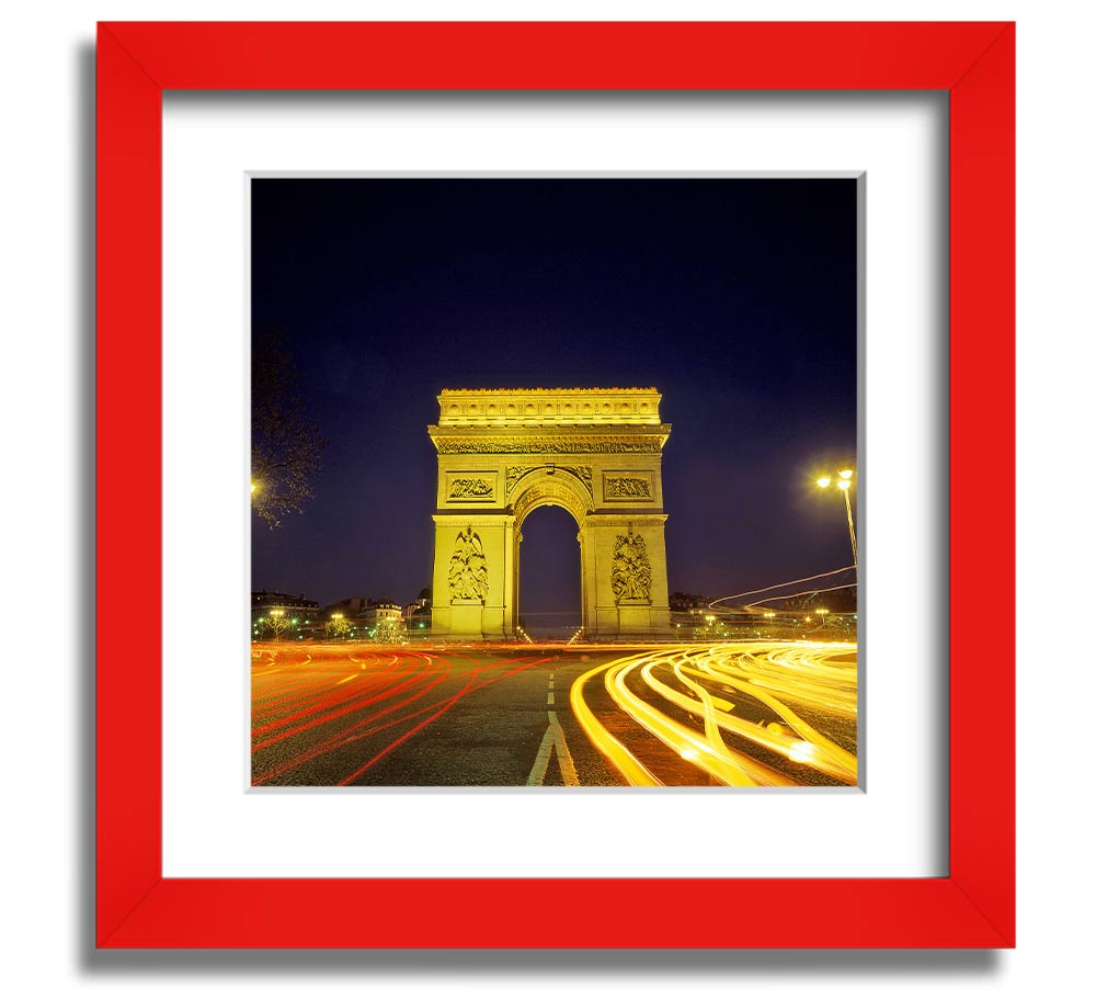 Arc De Triomphe 4 Square Framed Print showcasing the iconic monument in a stylish frame.