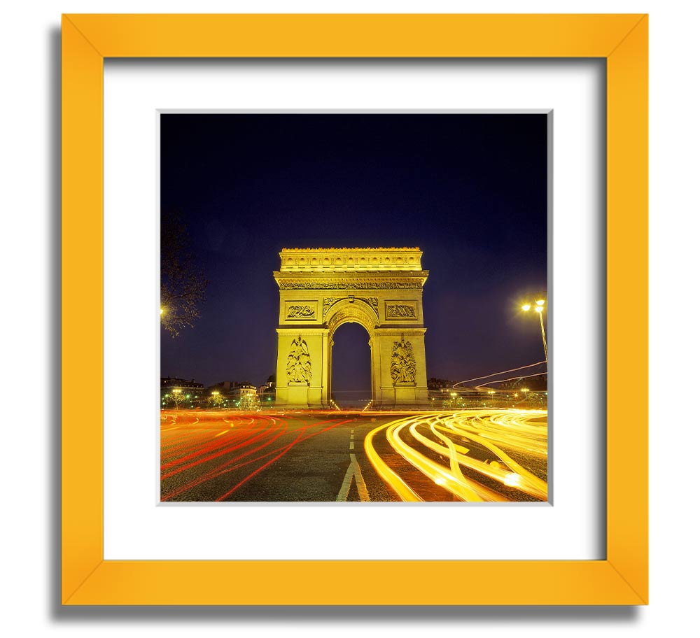 Arc De Triomphe 4 Square Framed Print showcasing the iconic monument in a stylish frame.