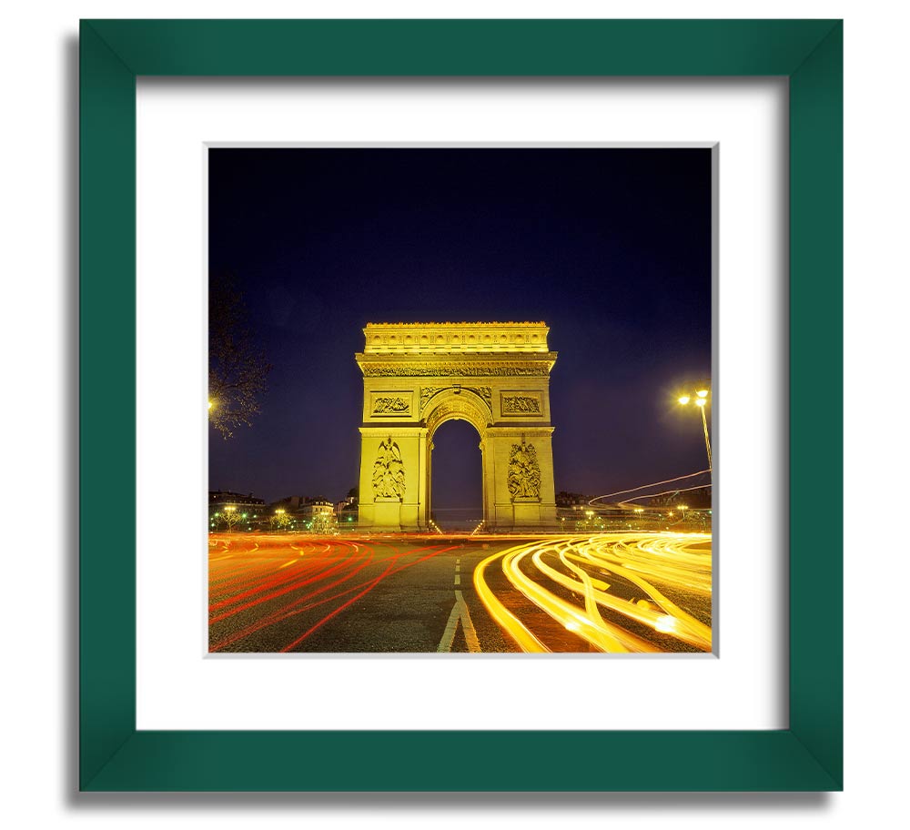 Arc De Triomphe 4 Square Framed Print showcasing the iconic monument in a stylish frame.