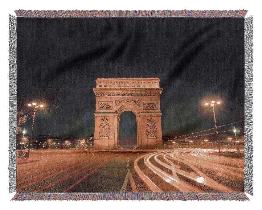 Arc De Triomphe 4 throw blanket made of 100% cotton, featuring a luxurious thermal weave design in a classic style.