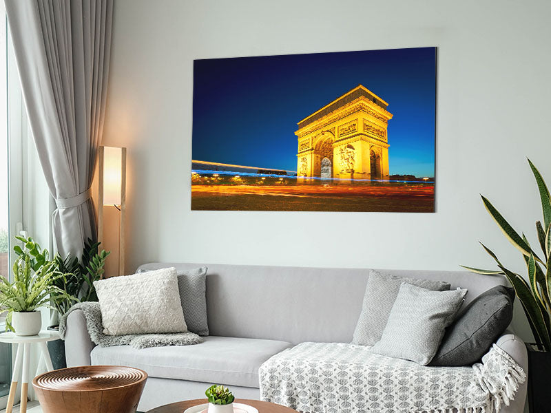 Arc De Triomphe 5 art piece printed on brushed aluminium dibond, showcasing vibrant colors and modern design.