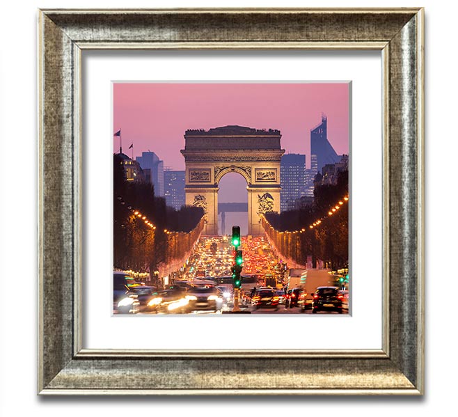 Arc De Triomphe 6 Square Framed Print showcasing the iconic monument in a stylish frame.