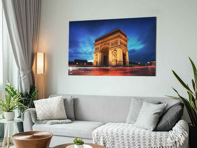 Arc De Triomphe 7 artwork printed on brushed aluminium dibond, showcasing modern design and vibrant colors.