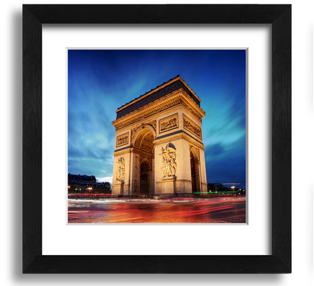 Arc De Triomphe 7 Square Framed Print in various frame colors, showcasing the iconic monument.