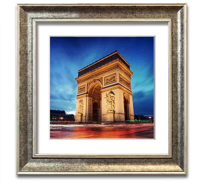 Arc De Triomphe 7 Square Framed Print in various frame colors, showcasing the iconic monument.