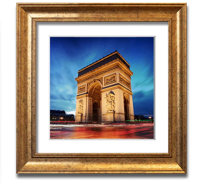 Arc De Triomphe 7 Square Framed Print in various frame colors, showcasing the iconic monument.