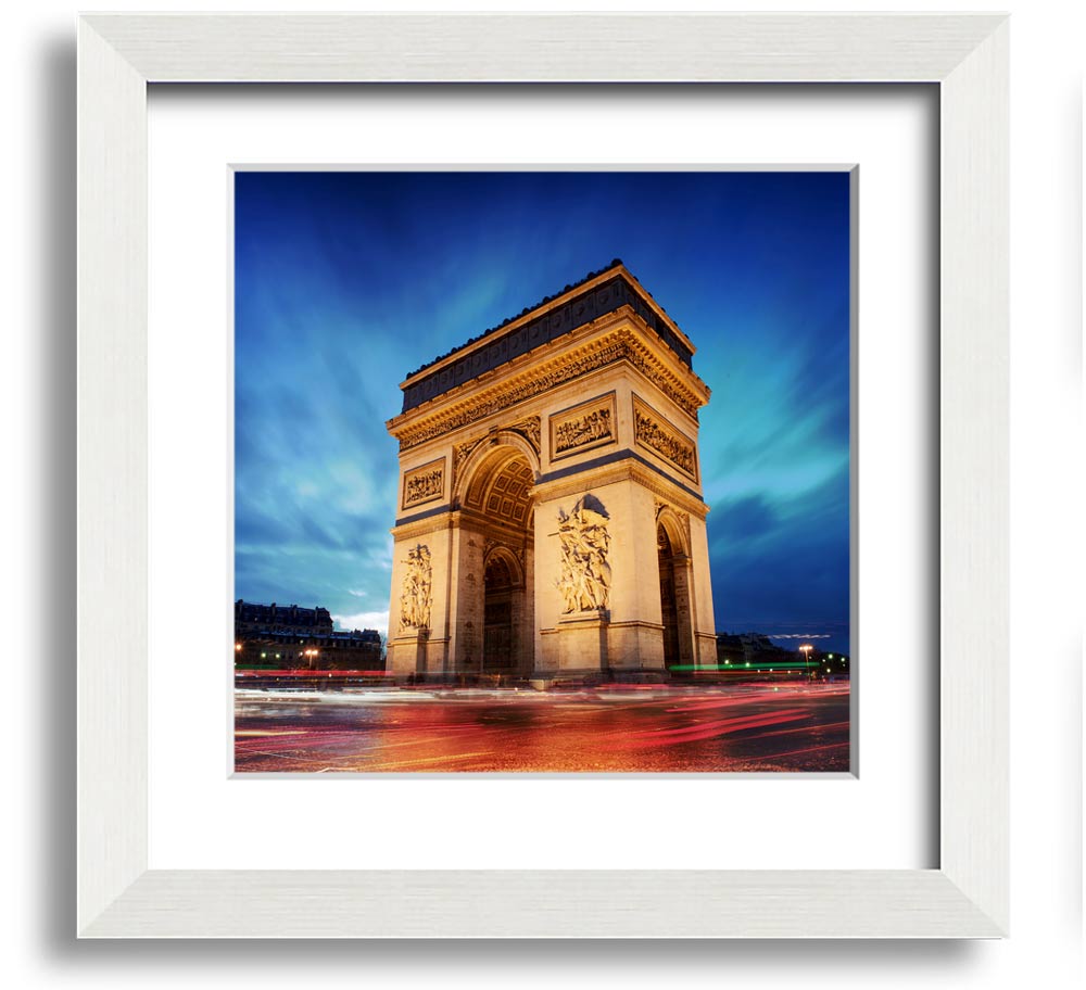 Arc De Triomphe 7 Square Framed Print in various frame colors, showcasing the iconic monument.