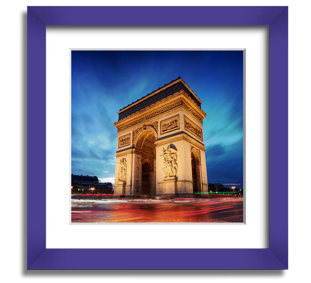 Arc De Triomphe 7 Square Framed Print in various frame colors, showcasing the iconic monument.