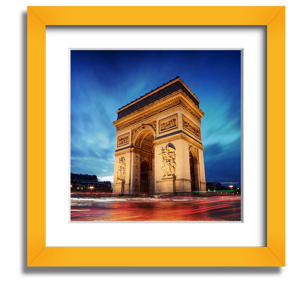 Arc De Triomphe 7 Square Framed Print in various frame colors, showcasing the iconic monument.