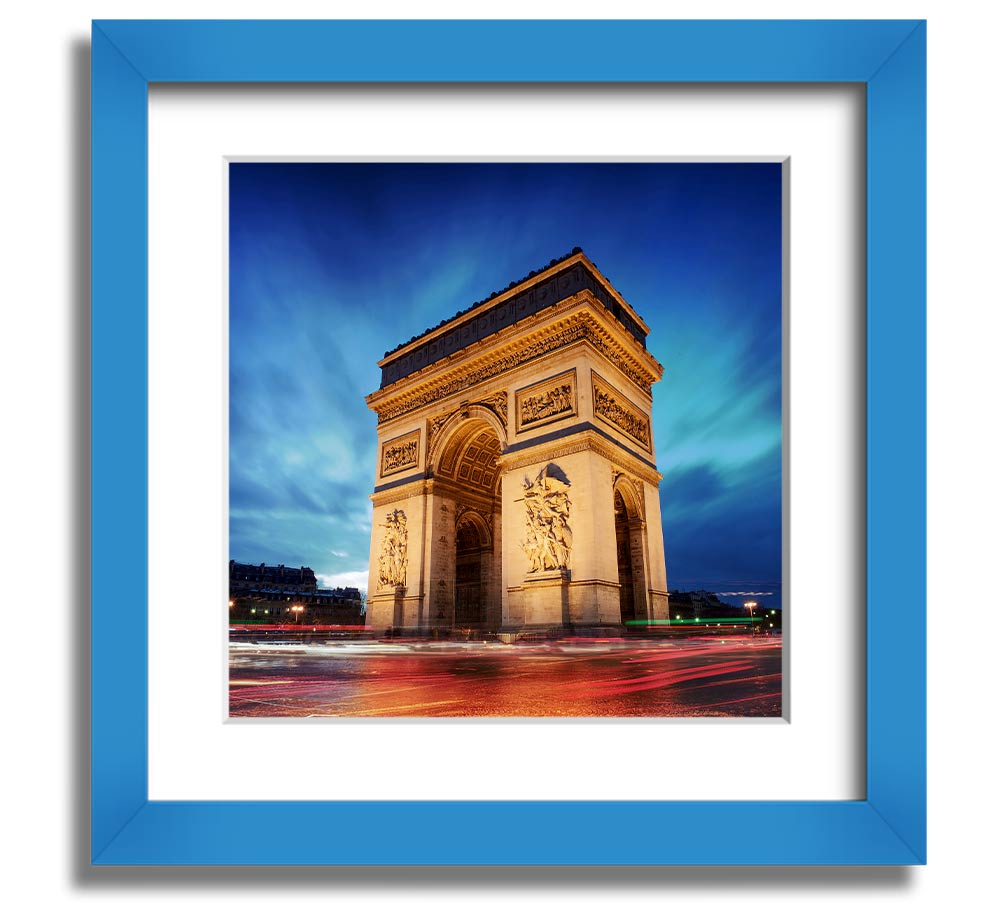 Arc De Triomphe 7 Square Framed Print in various frame colors, showcasing the iconic monument.