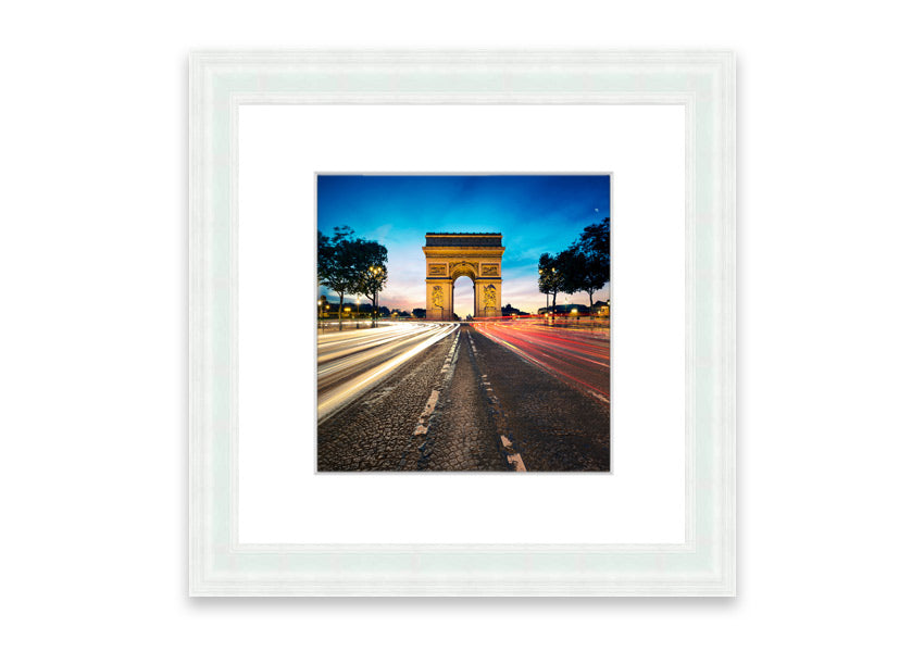 Framed print of the Arc De Triomphe 8, showcasing intricate details and available in various frame colors.