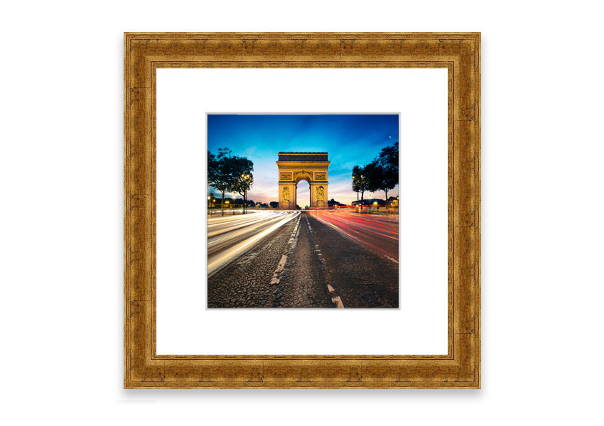 Framed print of the Arc De Triomphe 8, showcasing intricate details and available in various frame colors.