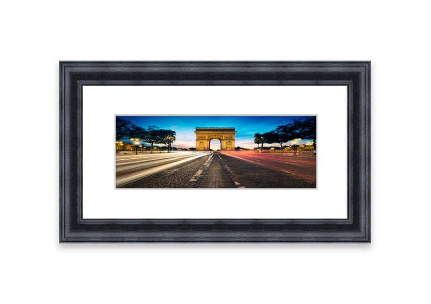 Framed print of the Arc De Triomphe 8, showcasing intricate details and available in various frame colors.