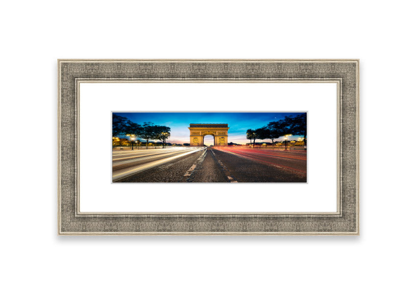 Framed print of the Arc De Triomphe 8, showcasing intricate details and available in various frame colors.