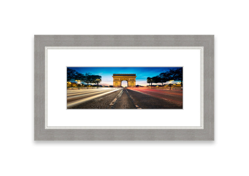 Framed print of the Arc De Triomphe 8, showcasing intricate details and available in various frame colors.