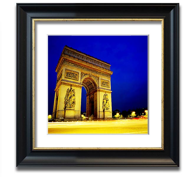 A beautifully framed print of the Arc De Triomphe, showcasing intricate details and vibrant colors, ready to hang.