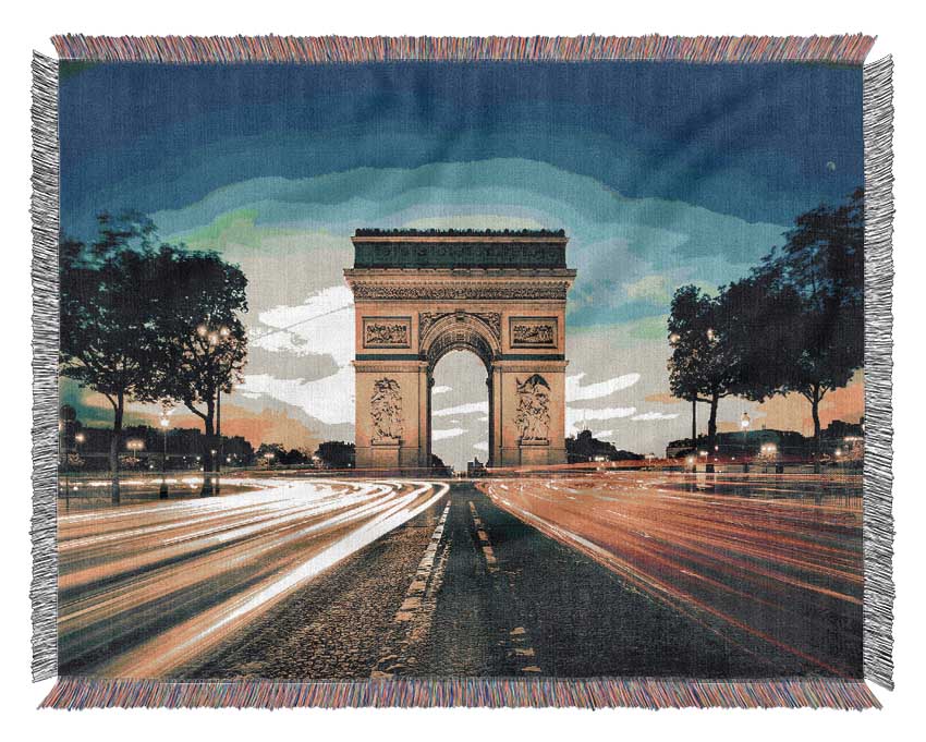 Arc De Triomphe 9 throw blanket made from 100% cotton, featuring a luxurious thermal weave design in a classic style.