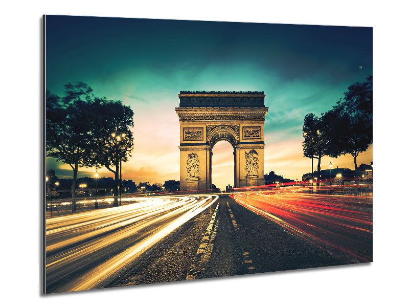 Arc De Triomphe 9 art piece printed on brushed aluminium dibond, showcasing vibrant colors and modern design.