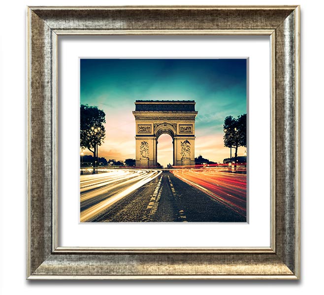 Arc De Triomphe 9 Square Framed Print showcasing the iconic monument in a stylish frame.