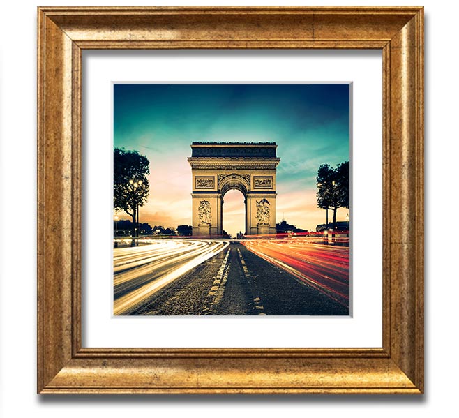 Arc De Triomphe 9 Square Framed Print showcasing the iconic monument in a stylish frame.