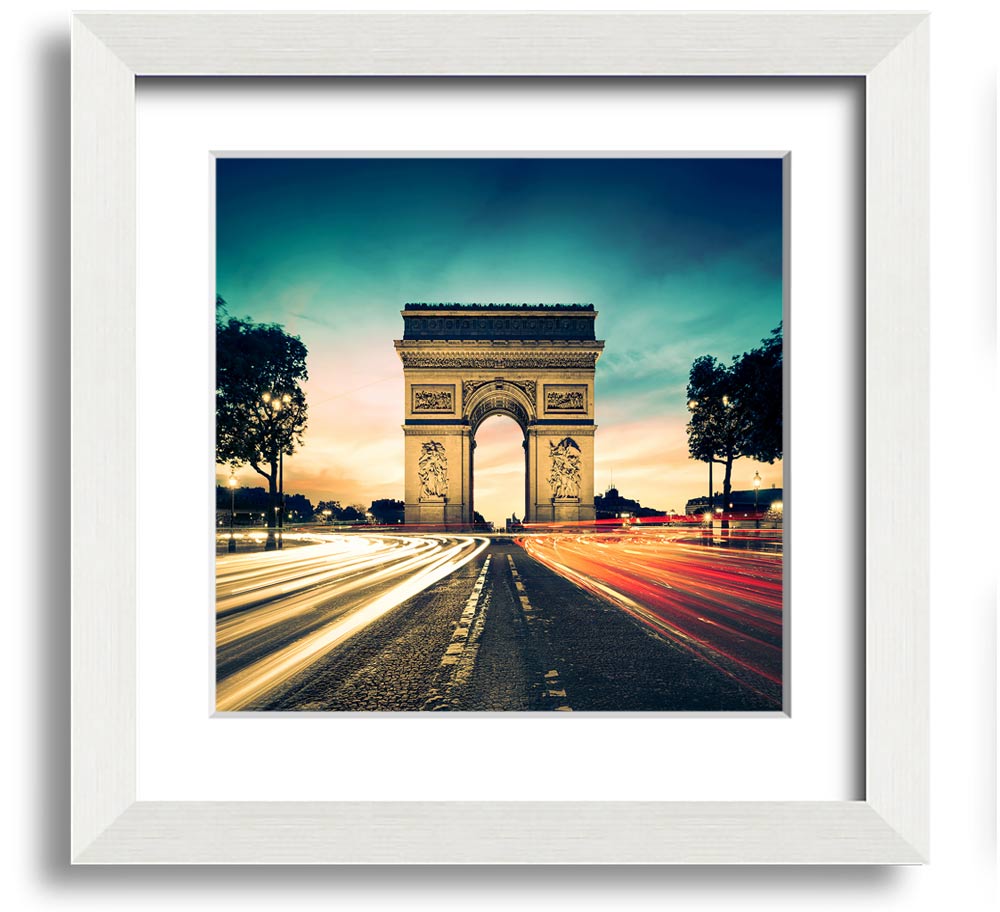 Arc De Triomphe 9 Square Framed Print showcasing the iconic monument in a stylish frame.