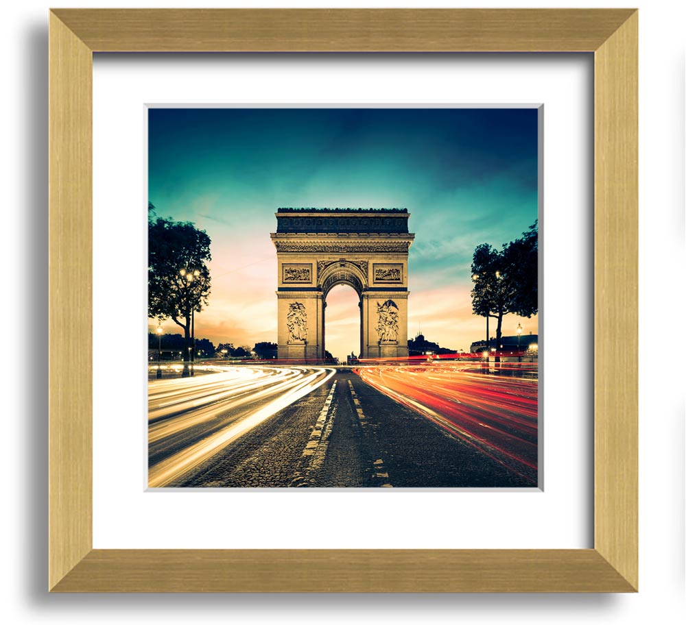 Arc De Triomphe 9 Square Framed Print showcasing the iconic monument in a stylish frame.