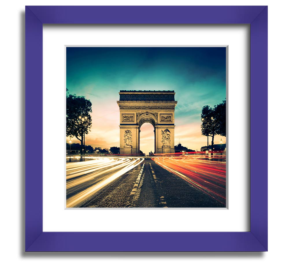 Arc De Triomphe 9 Square Framed Print showcasing the iconic monument in a stylish frame.