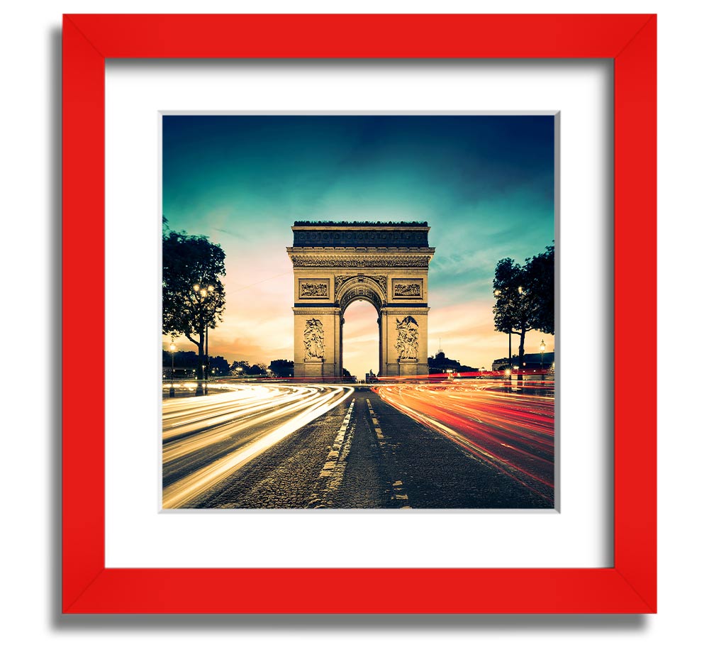 Arc De Triomphe 9 Square Framed Print showcasing the iconic monument in a stylish frame.