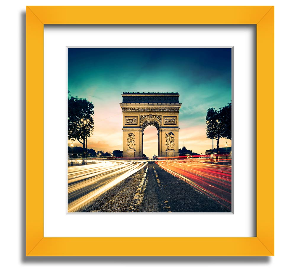 Arc De Triomphe 9 Square Framed Print showcasing the iconic monument in a stylish frame.