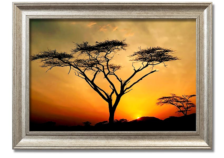 Arcania Tree Sunblaze framed print showcasing a vibrant tree design, ready to hang with multiple frame color options.