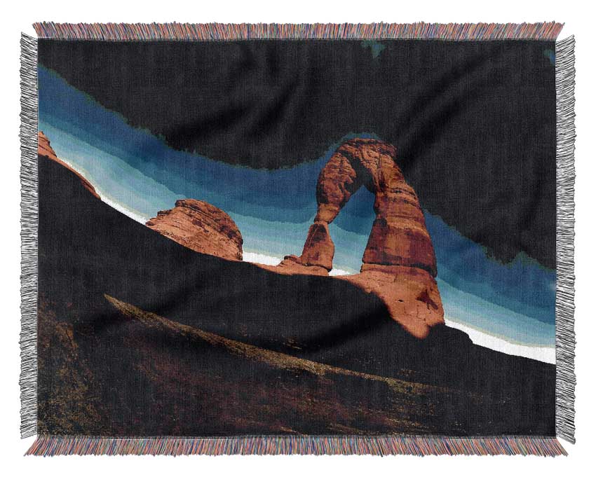 Arch Rock Night throw blanket made from 100% cotton, featuring a luxurious thermal weave in a classic design, perfect for home decor.