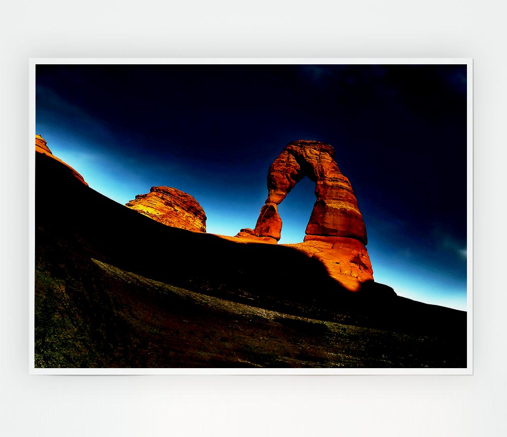 Arch Rock Night poster on high-quality canvas showcasing a beautiful night landscape with stars and moonlight.