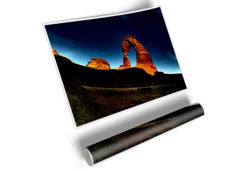 Arch Rock Night poster on high-quality canvas showcasing a beautiful night landscape with stars and moonlight.