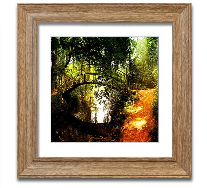 Square framed print of Arched Bridge Reflections, showcasing serene water reflections and intricate bridge details.