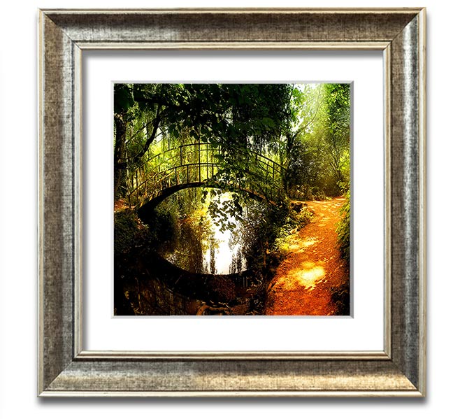 Square framed print of Arched Bridge Reflections, showcasing serene water reflections and intricate bridge details.