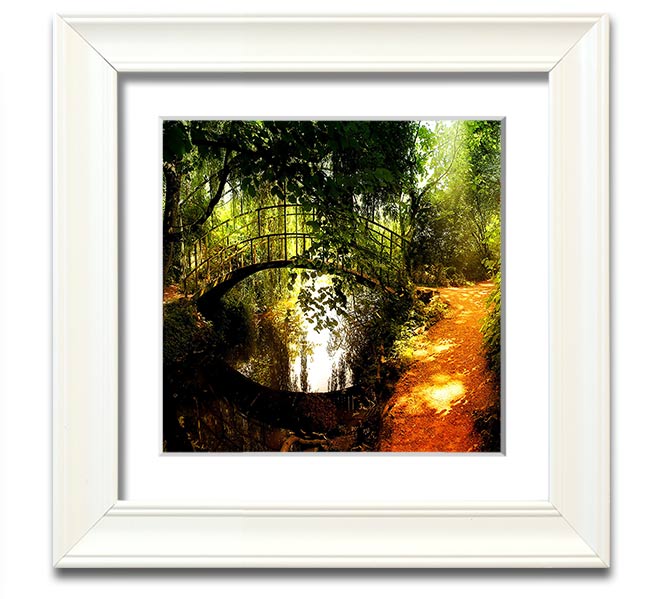 Square framed print of Arched Bridge Reflections, showcasing serene water reflections and intricate bridge details.