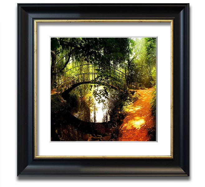 Square framed print of Arched Bridge Reflections, showcasing serene water reflections and intricate bridge details.