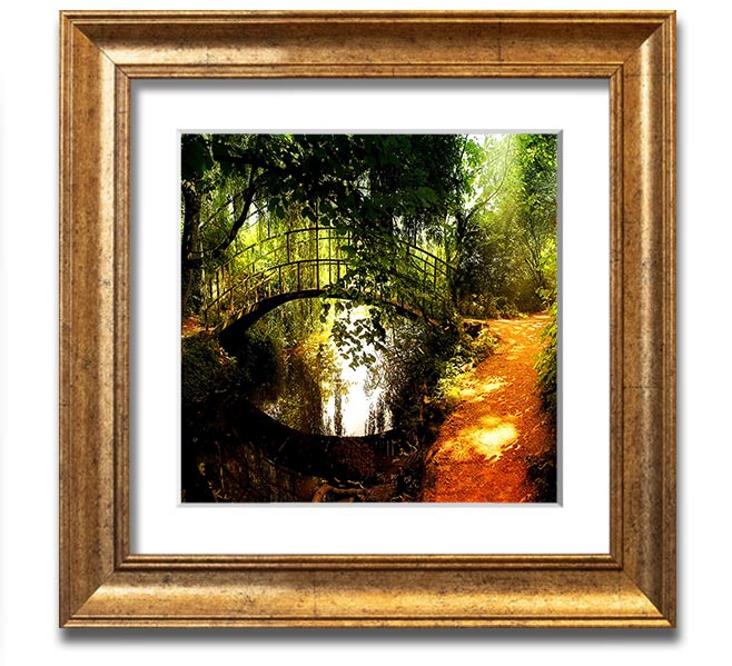 Square framed print of Arched Bridge Reflections, showcasing serene water reflections and intricate bridge details.