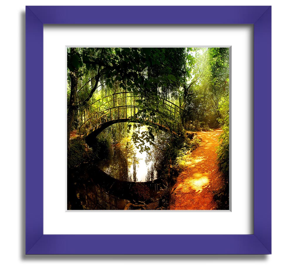 Square framed print of Arched Bridge Reflections, showcasing serene water reflections and intricate bridge details.