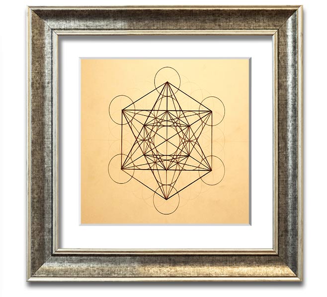 Architects Cube Square Framed Print in various frame colors, showcasing modern geometric design.