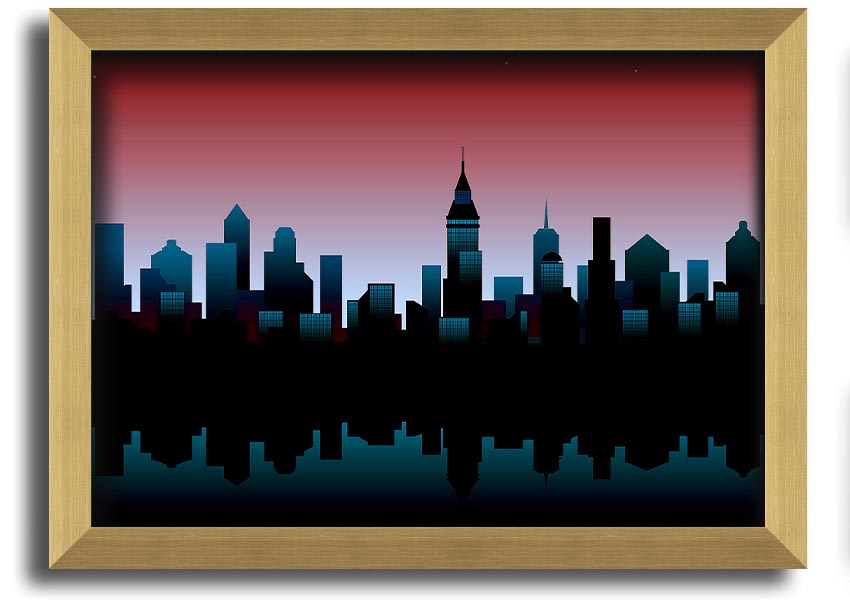 Architects New City Reflections framed print showcasing urban landscape art, available in various frame colours.