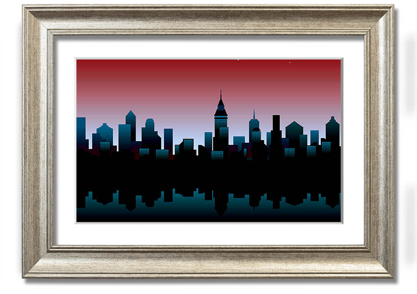 Architects New City Reflections framed print showcasing urban landscape art, available in various frame colours.