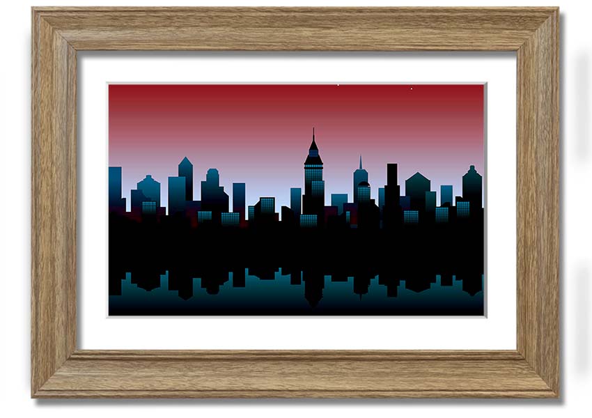 Architects New City Reflections framed print showcasing urban landscape art, available in various frame colours.