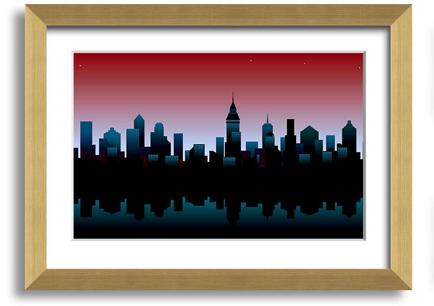 Architects New City Reflections framed print showcasing urban landscape art, available in various frame colours.