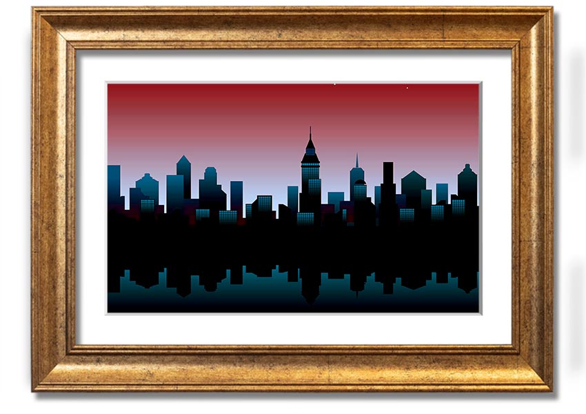 Architects New City Reflections framed print showcasing urban landscape art, available in various frame colours.