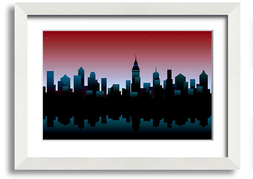 Architects New City Reflections framed print showcasing urban landscape art, available in various frame colours.