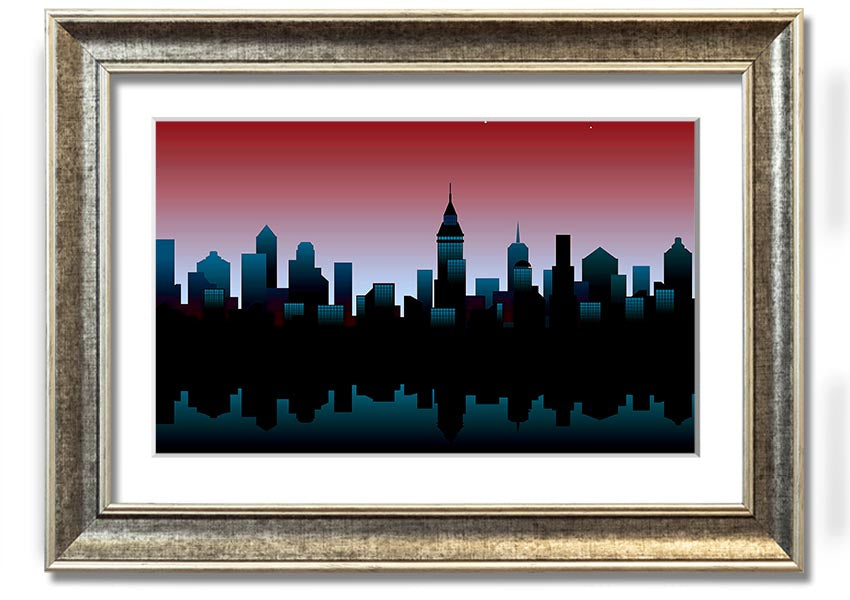 Architects New City Reflections framed print showcasing urban landscape art, available in various frame colours.